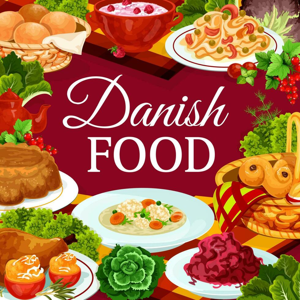dansk mat kök scandinavian buffé måltider meny vektor