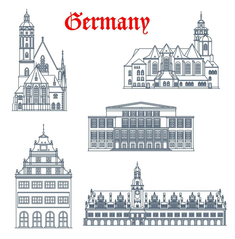 Tyskland, leipzig arkitektur byggnader och hus vektor