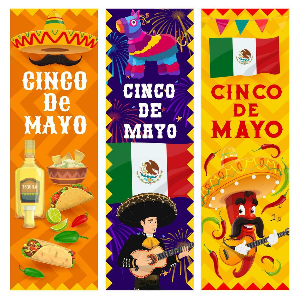 cinco de mayo mexikansk fiesta Semester banderoller vektor