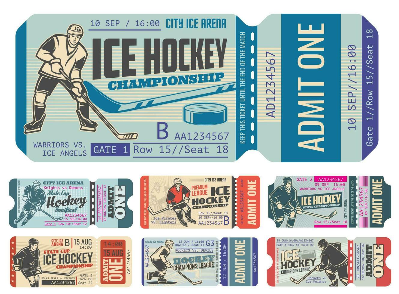 is hockey årgång sport biljetter, vektor
