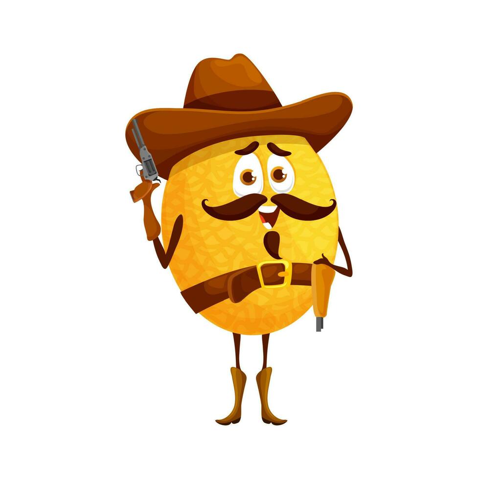 Karikatur Cowboy Melone Charakter, komisch Vektor Obst