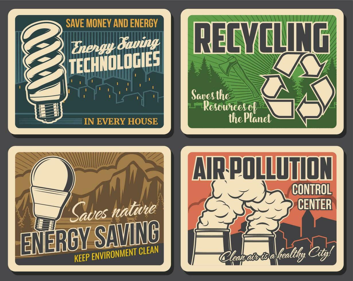 återvinning, förorening, miljö affischer, ekologi vektor