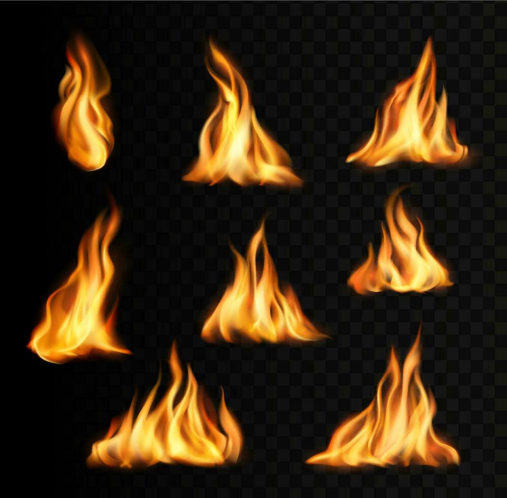 Verbrennung Feuer Flammen und Wanderwege, Lagerfeuer Zungen vektor