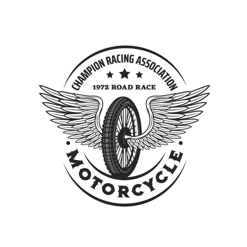 motorcykel tävlings sport förening årgång ikon vektor