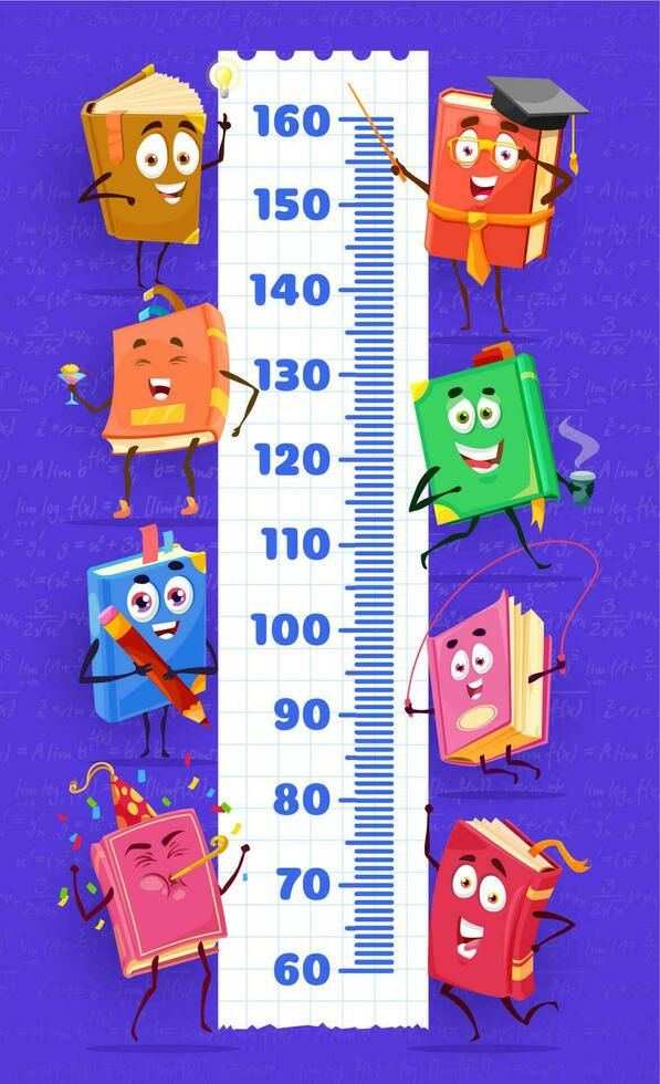 tecknad serie böcker tecken på barn höjd Diagram vektor