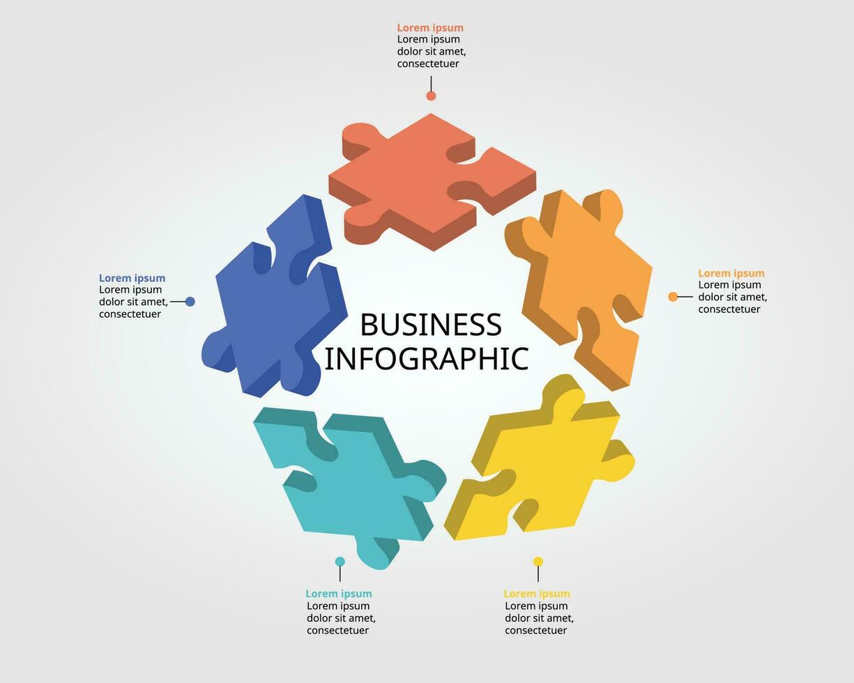 Puzzle Puzzle Verbindung Vorlage zum Infografik zum Präsentation zum 5 Element vektor