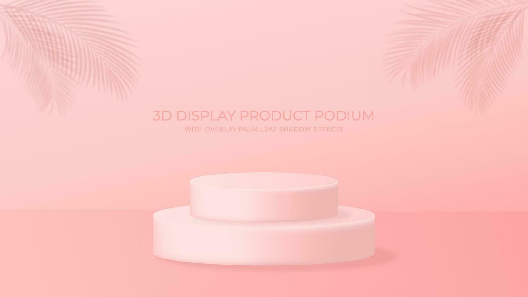 3d Anzeige Produkt Podium Plattform dekoriert mit Overlay Palme Blatt Schatten Auswirkungen. geeignet zum Anzeige Beförderung Produkt Mode, Kosmetik, Schönheit, Frauen, usw. vektor