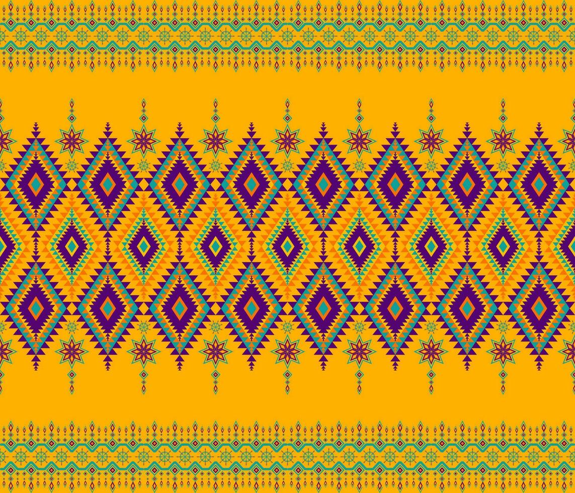 färgrik etnisk folk geometrisk sömlös mönster i gul vektor