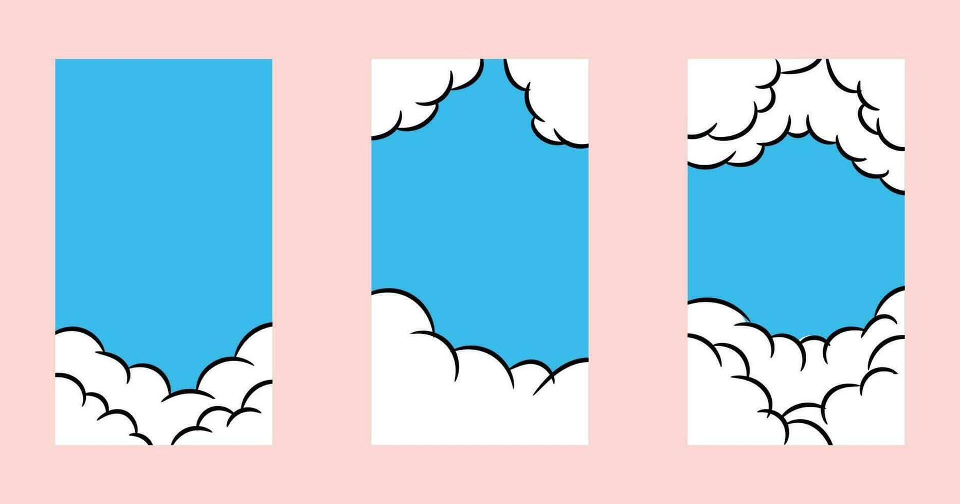 tecknad serie moln himmel översikt mall bakgrund vektor