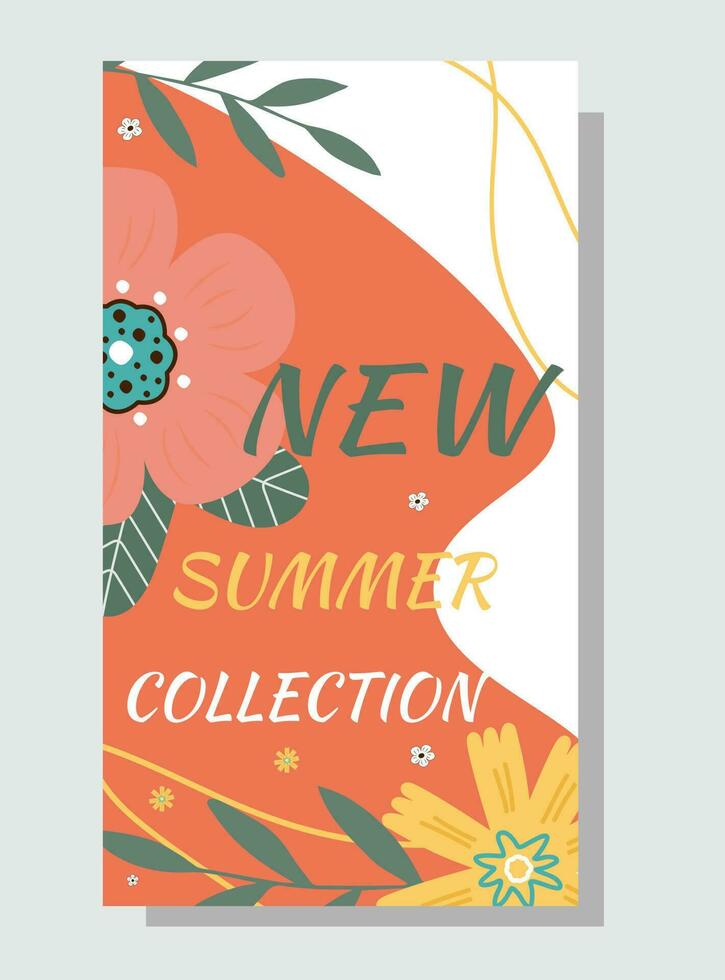 Sommer- Verkauf Banner. Sommer Blumen und abstrakt Form. vektor