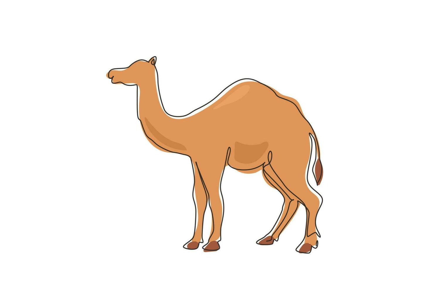 enda en rad ritning stark öken arabisk kamel för logotyp. sött däggdjursdjur koncept för boskapsskötsel, turism, transport. modern kontinuerlig linje rita design grafisk vektorillustration vektor