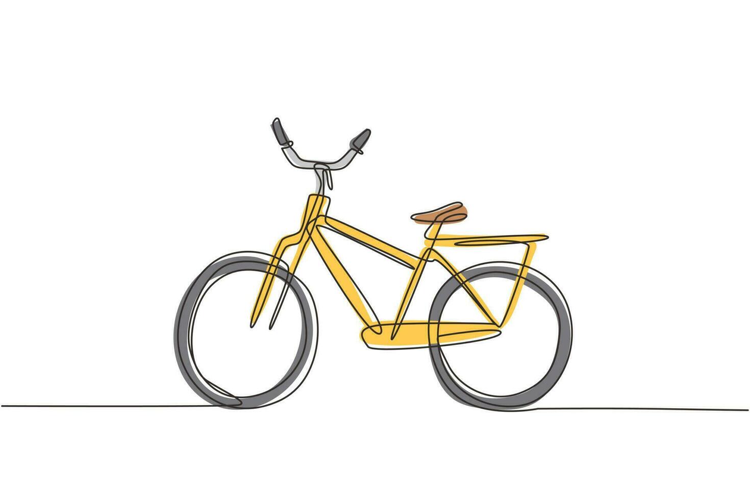 enda en rad ritning klassisk stadscykel, ekologisk sporttransport. avkopplande cykel för gemenskap. hälsosam livsstil genom att cykla. modern kontinuerlig linje rita design grafisk vektorillustration vektor