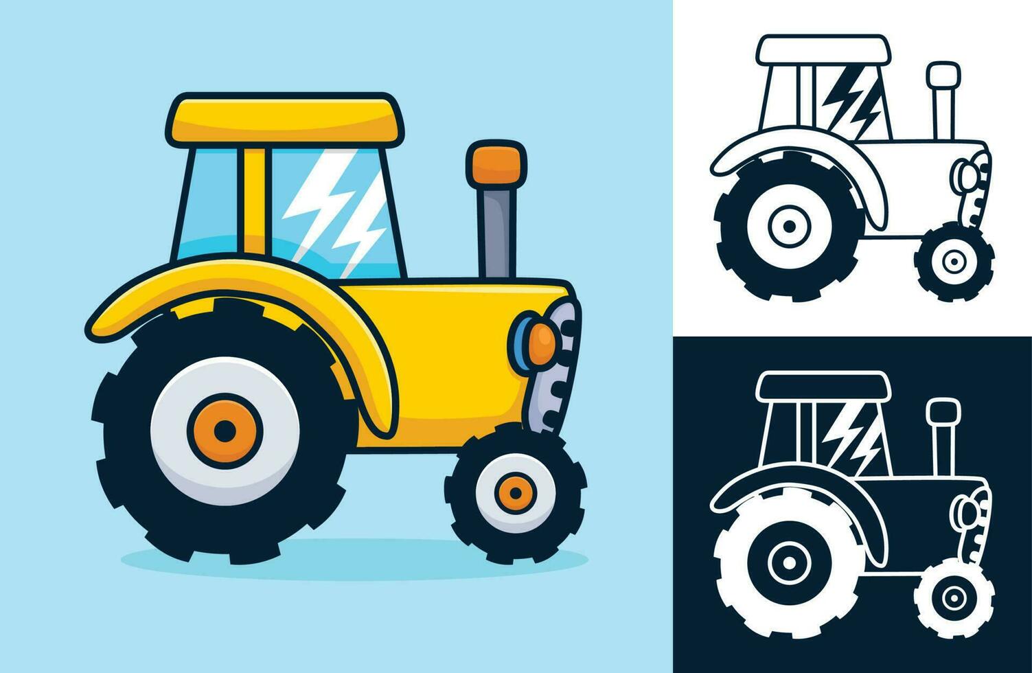 gul traktor. vektor tecknad serie illustration i platt ikon stil