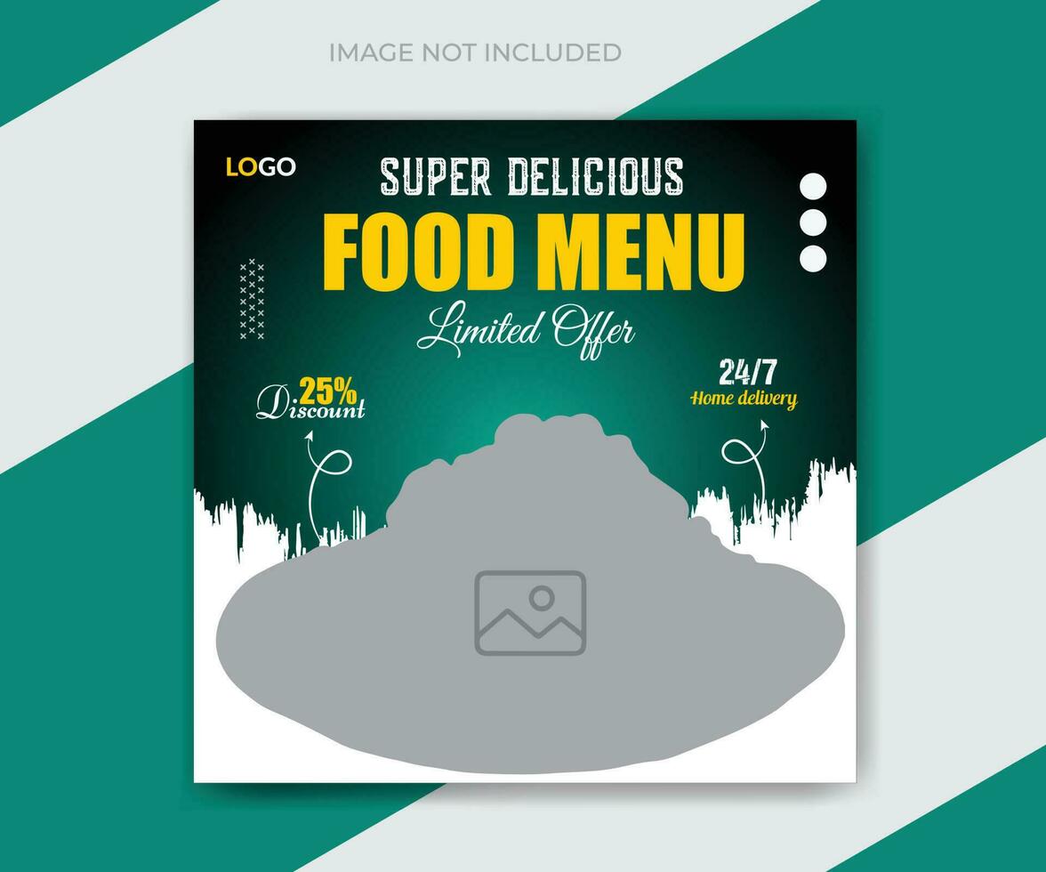 super utsökt mat meny och restaurang social media baner design mall vektor