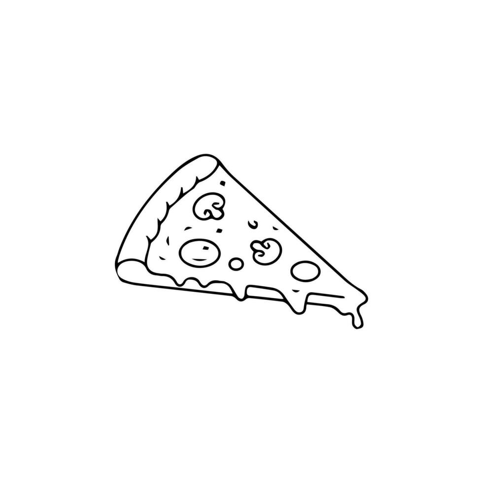 Pizza Scheibe Linie Symbol. Pizza eben Linie Symbol. Pizza Scheibe mit Peperoni eben Symbol zum Apps und Webseiten. Vektor dünn Zeichen von Italienisch schnell Essen Cafe Logo. Pizzeria Illustration.