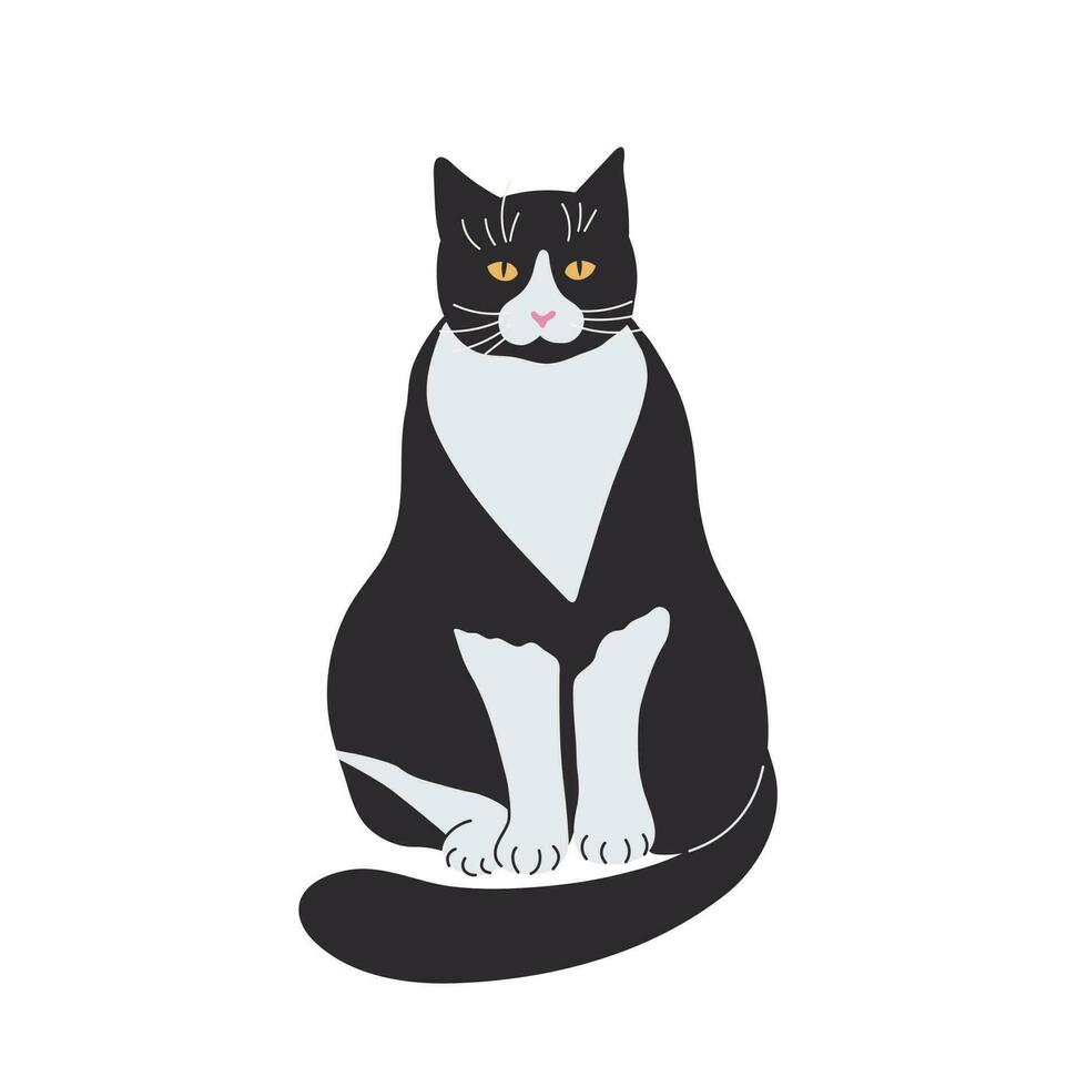 ein süß Balck Katze ist Sitzung. Vektor Illustration von das Symbol. das Konzept von ein Symbol von das Tier Welt. isoliert Vektor. eben Karikatur Stil.