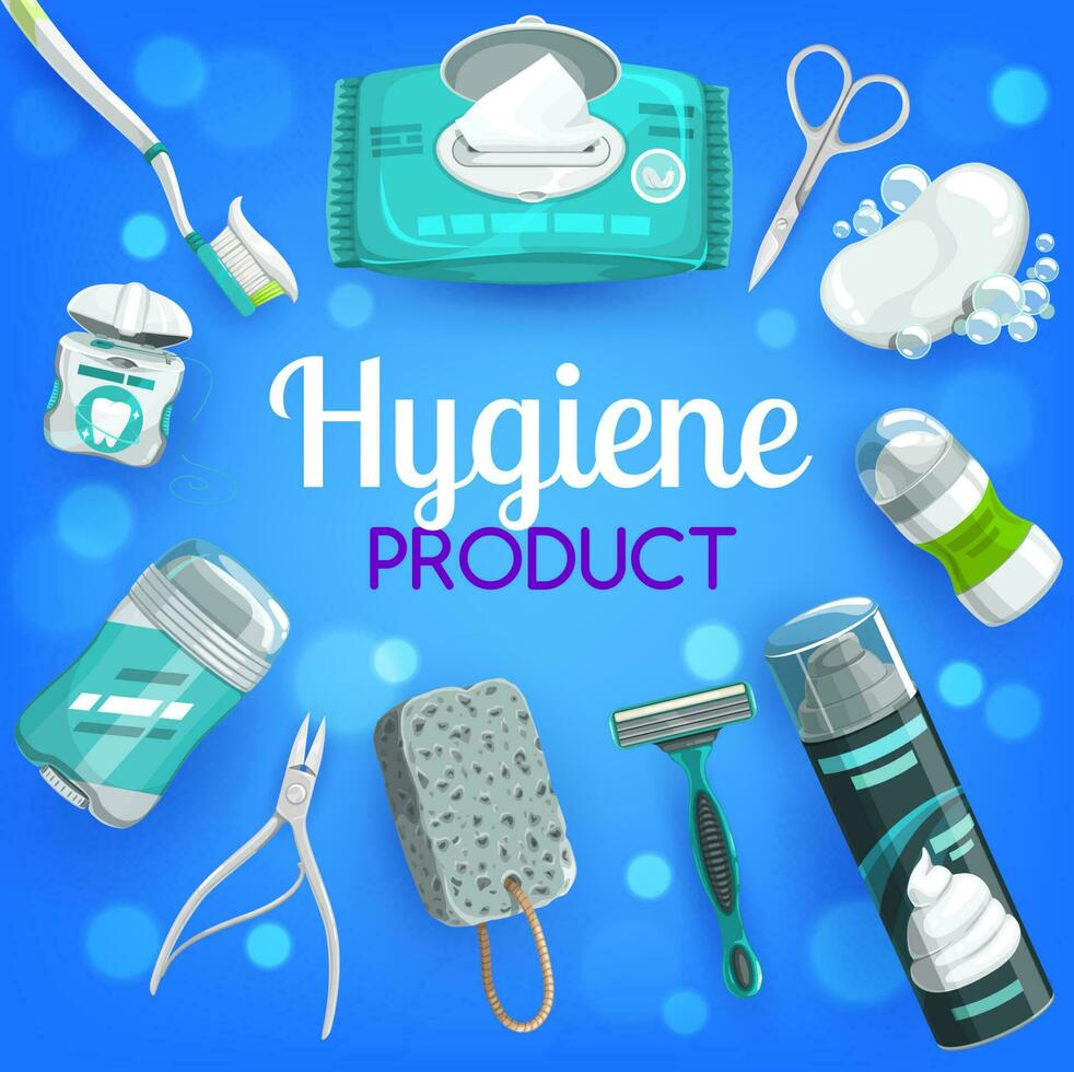Hygiene Produkte. Vektor Seife, Bürste, Zahnpasta