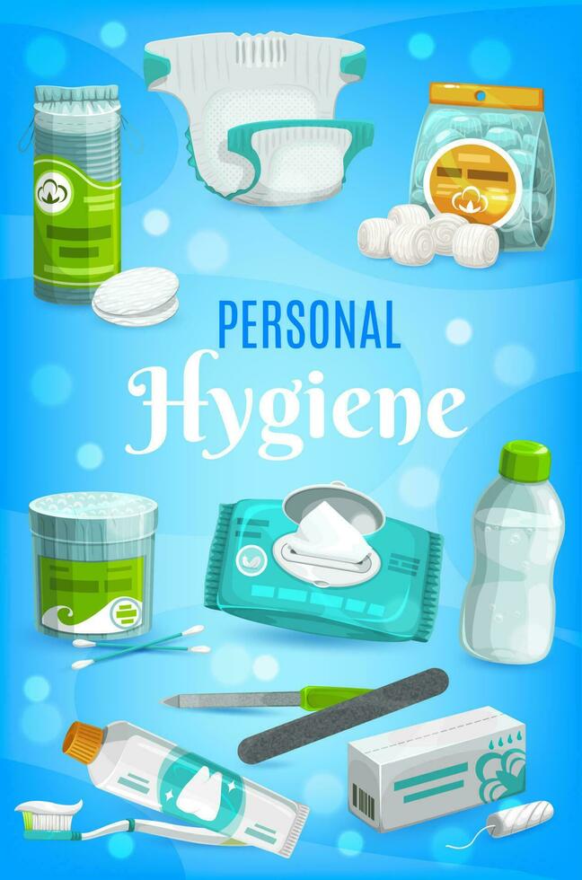 Hygiene, persönlich Pflege und Baden Toilettenartikel vektor