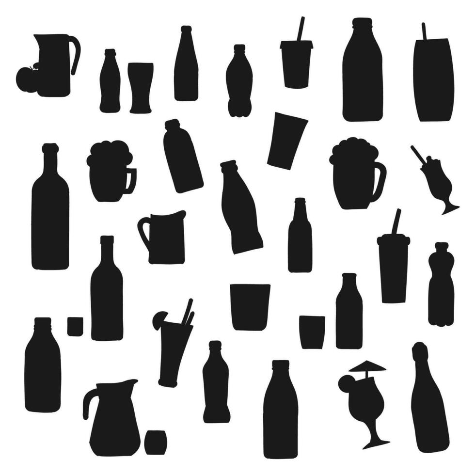 Alkohol und trinken Flasche Silhouetten vektor