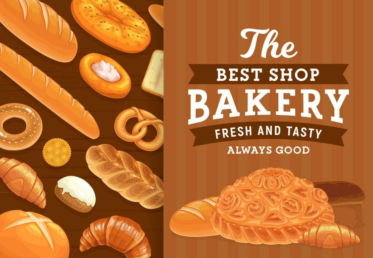 bageri, bakverk och bröd vektor affisch