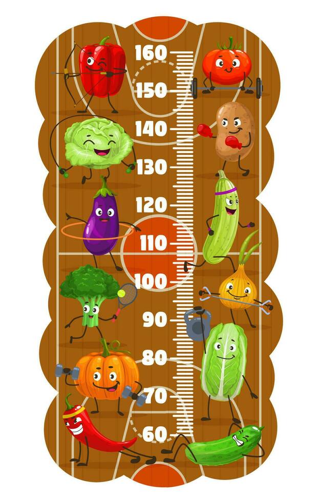 Kinder Höhe Diagramm, Gemüse Sport Fitness Center vektor