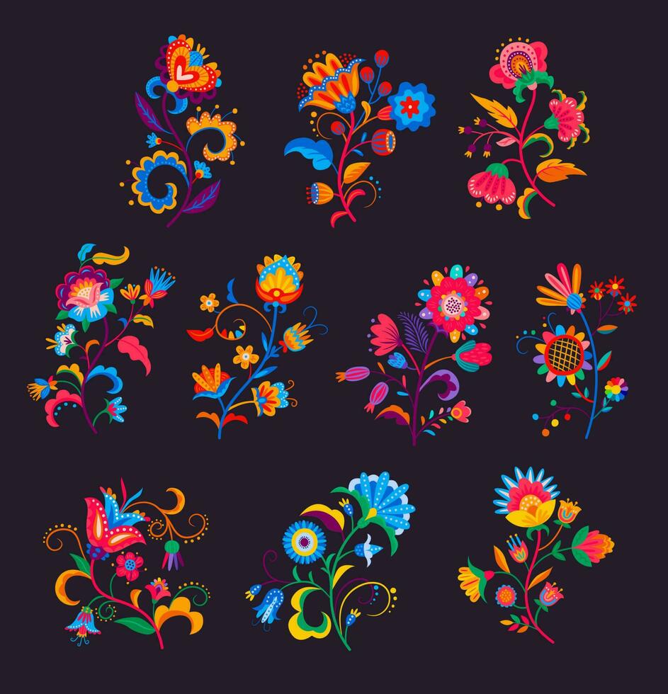 Mexikaner Blumen oder Blumen, hell Blühen Pflanzen vektor