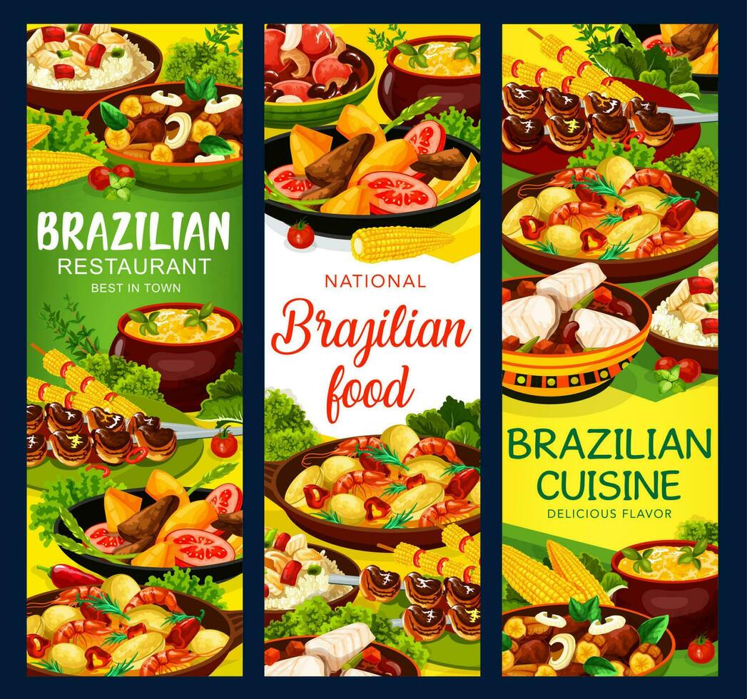 Brasilianer Küche Speisekarte Banner, Vektor