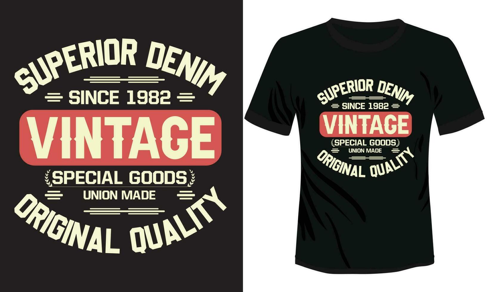 Jahrgang Vektor T-Shirt Illustration Design, überlegen Denim Jahrgang T-Shirt 1982