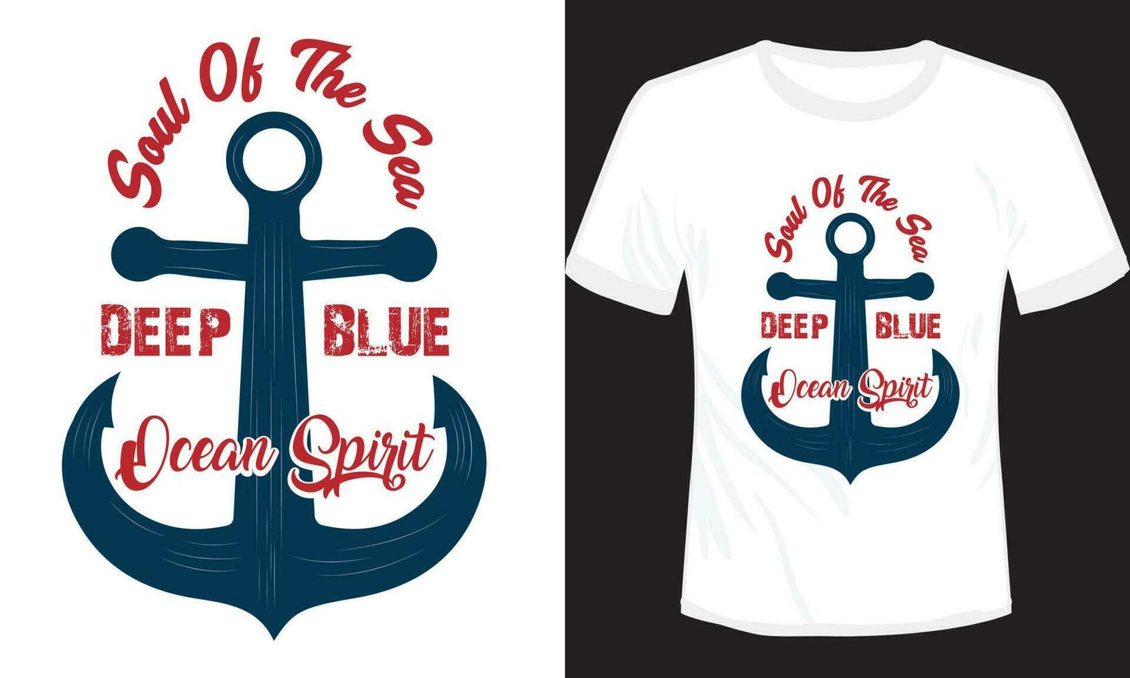 Seele von das Meer tief Blau T-Shirt Design Vektor Illustration