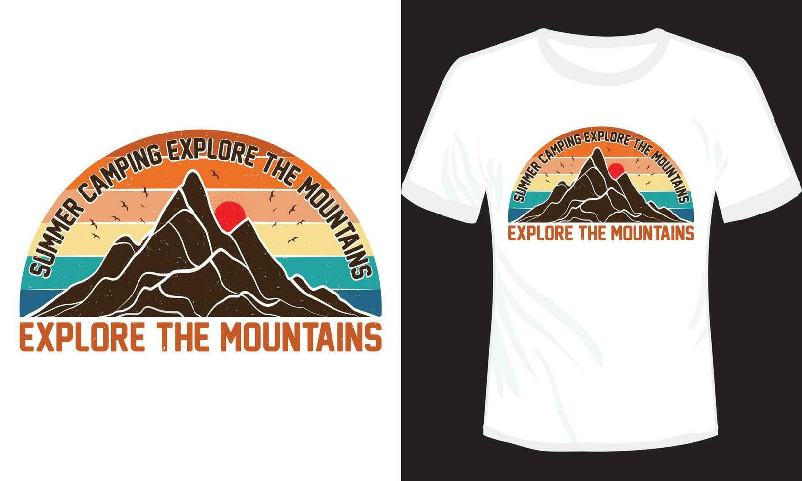 sommar camping utforska de berg t-shirt design illustration vektor