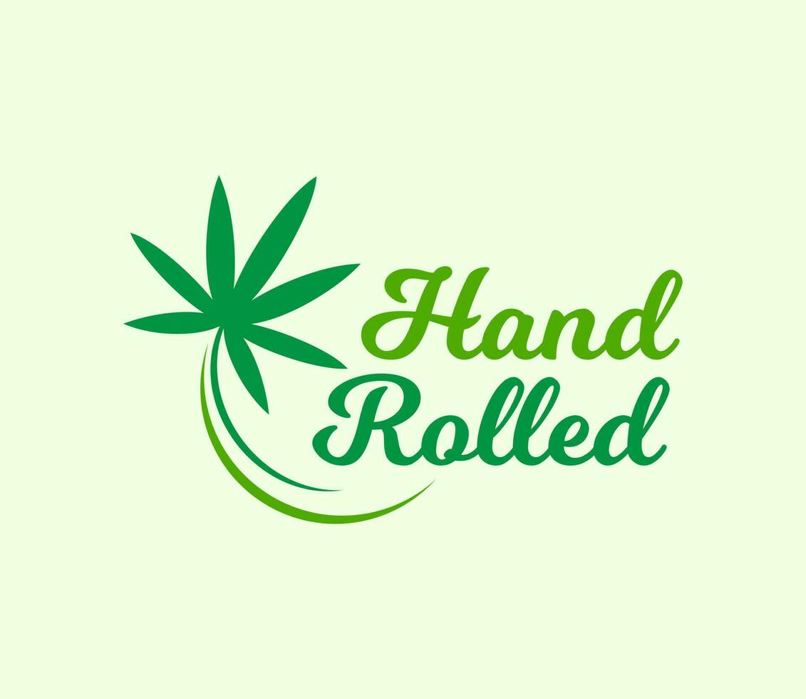 hand rullad hampa blad logotyp design för medicinsk cannabis klinik vektor