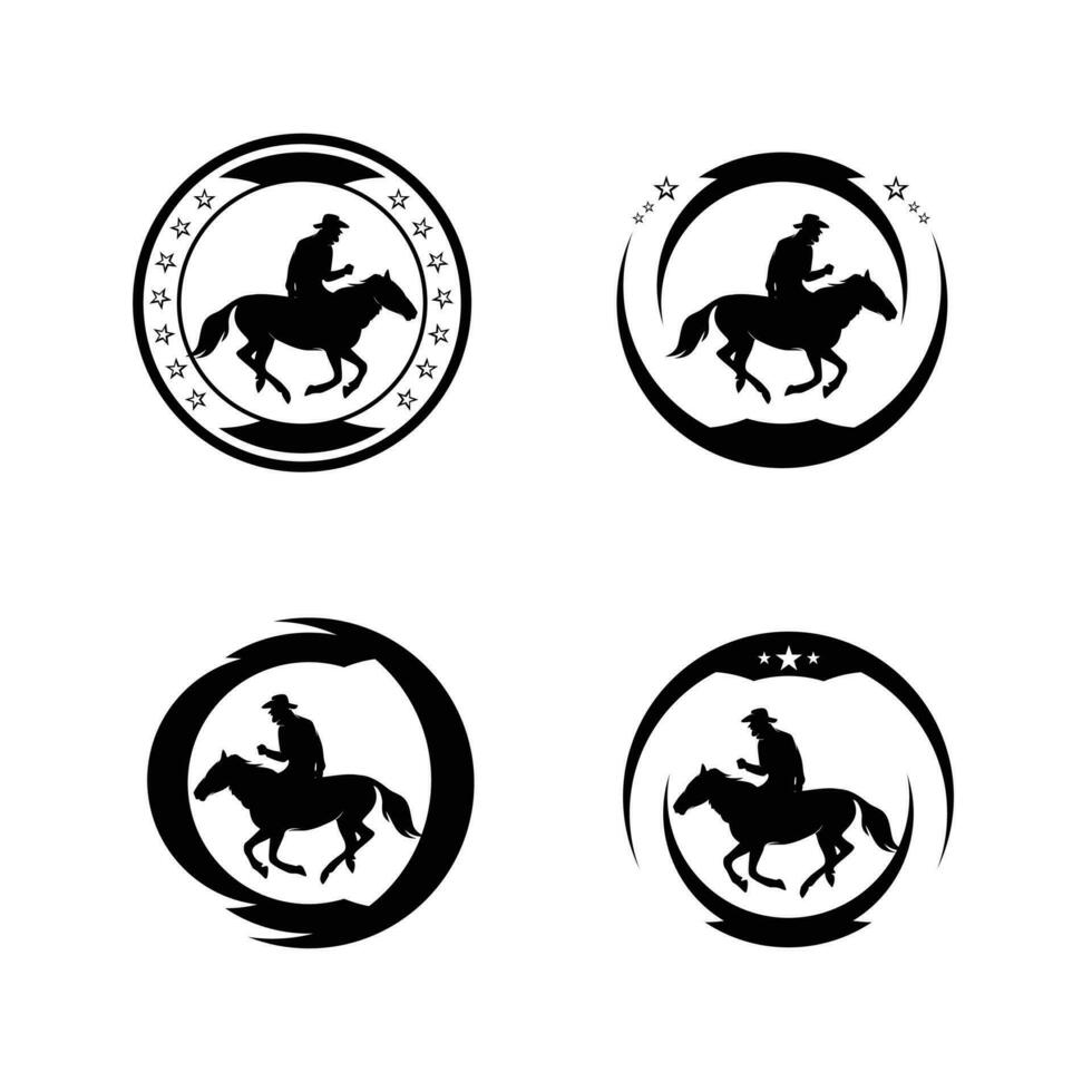 cowboy emblem logotyp samling uppsättning vektor