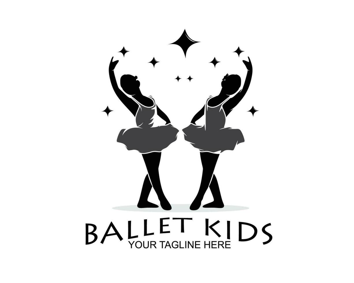 Kinder Ballett Silhouette Design Logo vektor