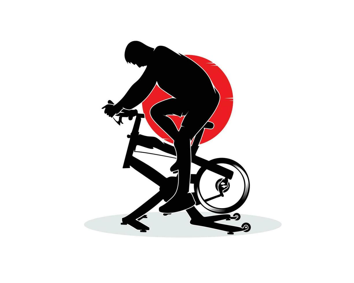 silhuett av en man logotyp på en cykel vektor