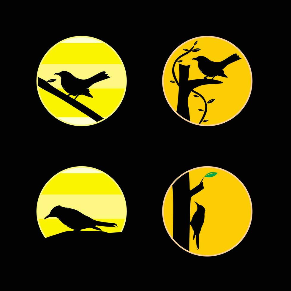 uppsättning av fågel silhuetter vektor illustration samling