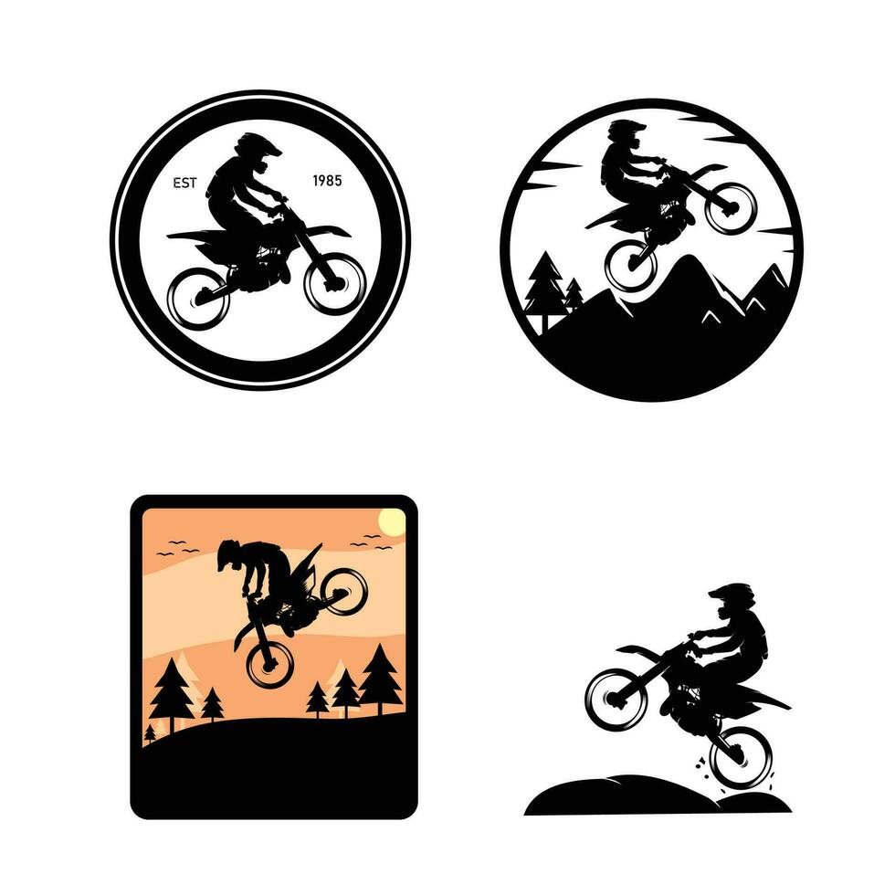 Sammlung von Moto-Cross Logos Silhouetten Vektor