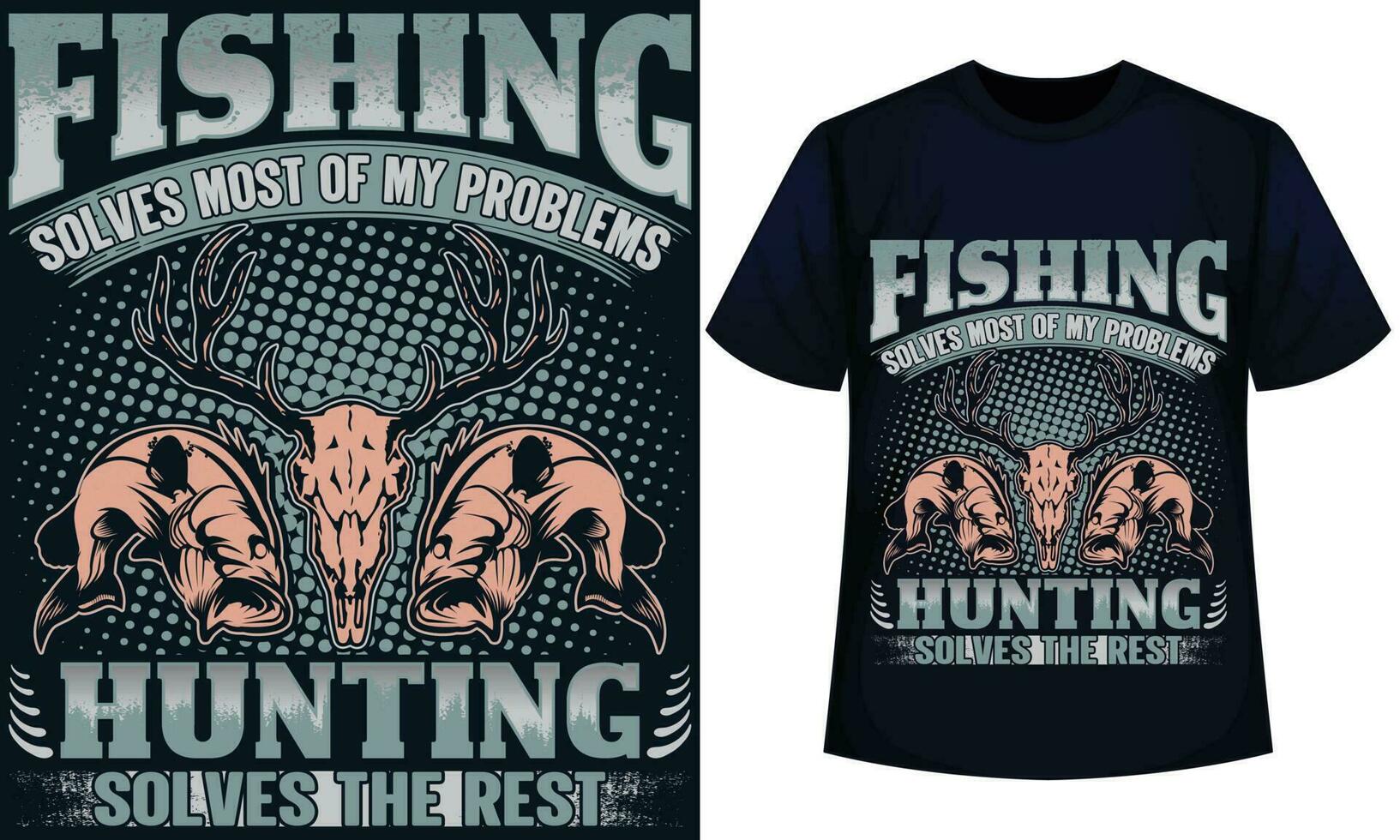 fiske löser mest av min problem jakt löser de resten. fiske t-shirt design vektor