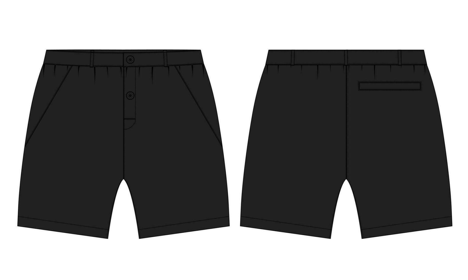 Pojkar svettas shorts flämta teknisk mode platt skiss vektor illustration svart Färg mall för ung män.