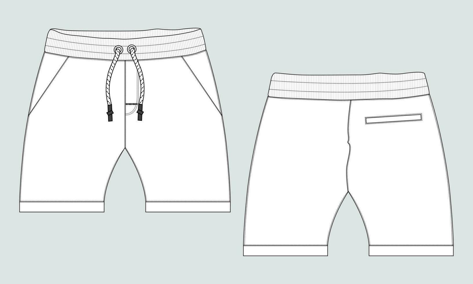shorts flämta teknisk mode platt skiss teckning vektor illustration mall för bebis Pojkar.
