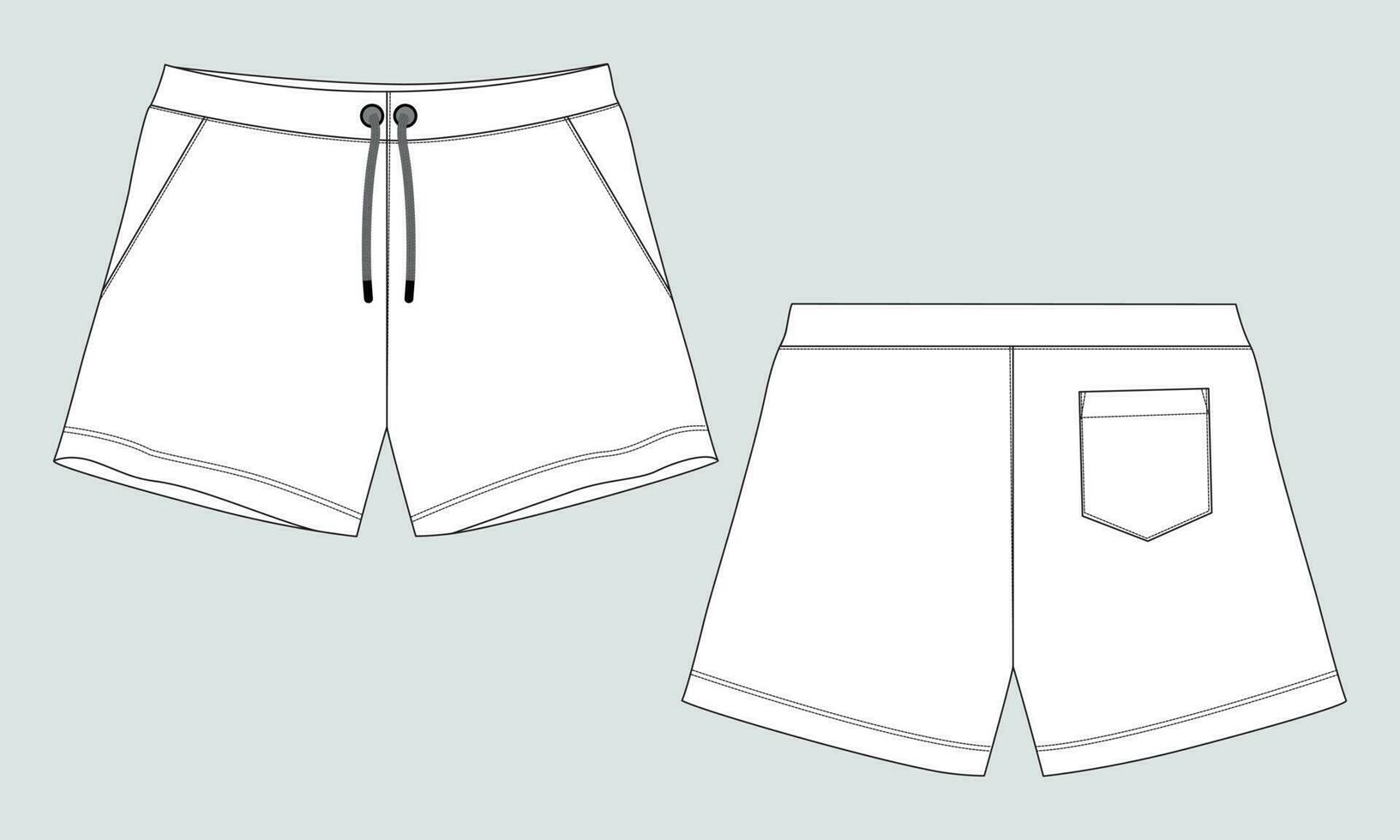 shorts flämta teknisk mode platt skiss teckning vektor illustration mall för bebis Pojkar.