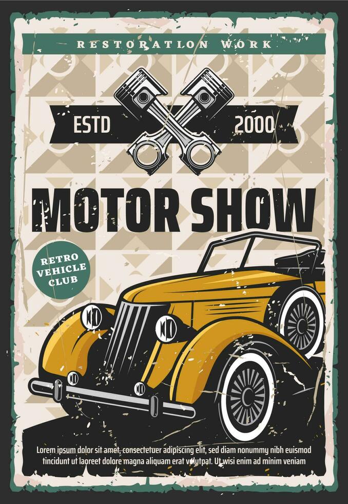Motor- Show und Wiederherstellung retro Poster vektor