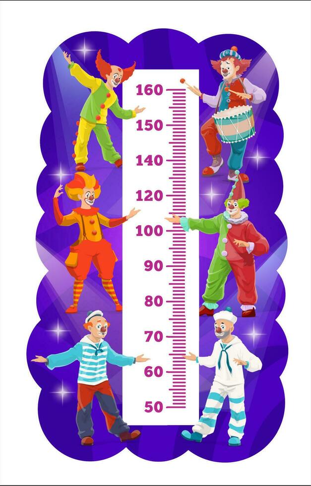 Kinder Höhe Diagramm gestalt Zirkus Clowns messen vektor