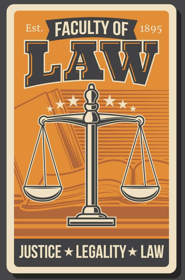 retro Poster, juristisch Gerechtigkeit Schule Gesetz Fakultät vektor