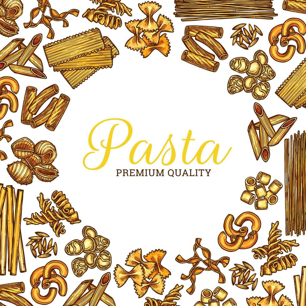 Pasta skizzieren, Italienisch Küche Essen Poster oder Speisekarte vektor
