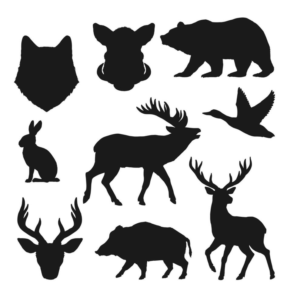 Tiere Silhouetten, Jagd Symbole wild tragen, Hirsch vektor