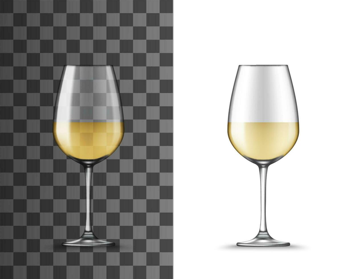 3d realistisk vit vin glas kopp, attrapp vektor