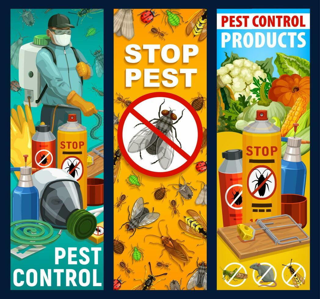 Pest Kontrolle, Insekten und Kammerjäger Banner vektor