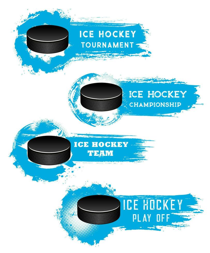 Eis Eishockey Puck, Sport Halbton Grunge Banner vektor