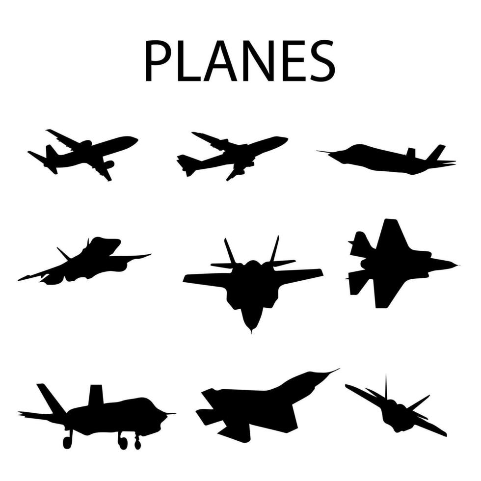 Flugzeuge schwarz Formen Vektor Grafik Silhouette