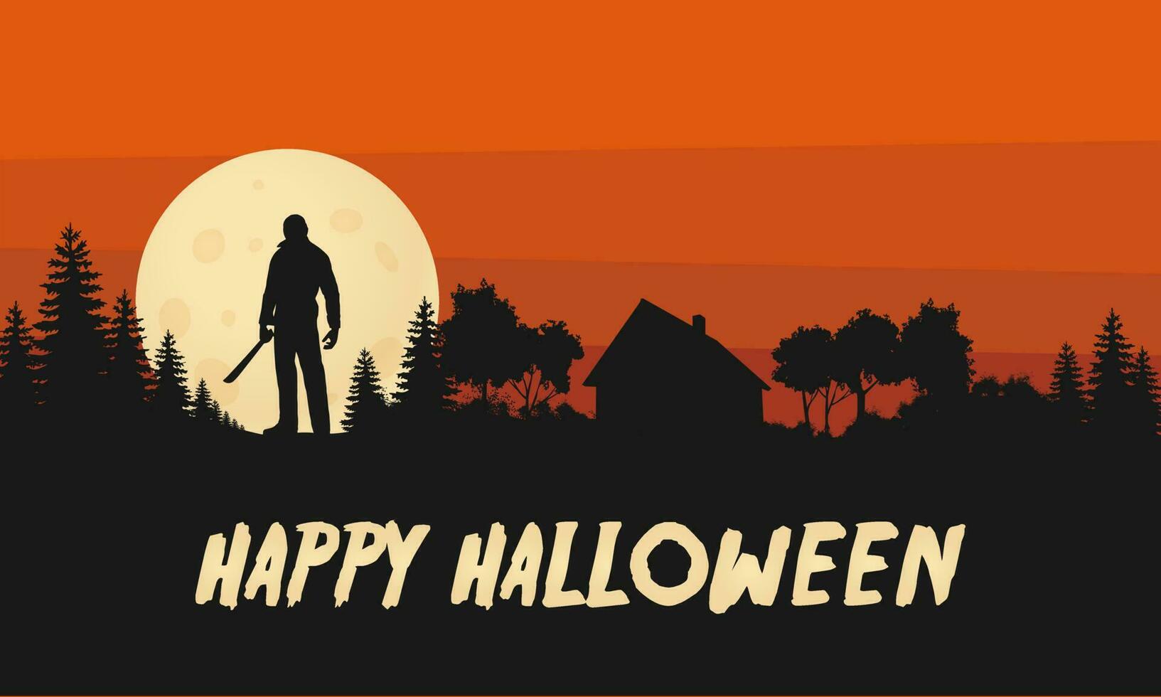 glücklich Halloween eben Design Vektor Grafik Freitag das 13 .. Kristall See Landschaft